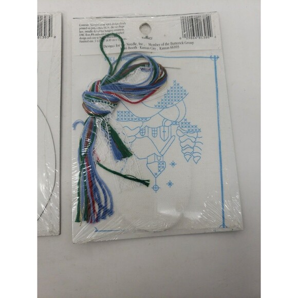 Lace Ornament Kits Stamped VTG 1990s Designs for the Needle Church Snowman NOS - Picture 10 of 16